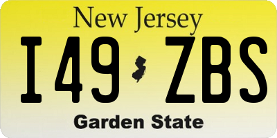 NJ license plate I49ZBS