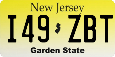NJ license plate I49ZBT