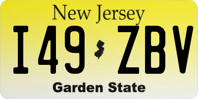 NJ license plate I49ZBV