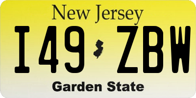 NJ license plate I49ZBW