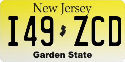 NJ license plate I49ZCD