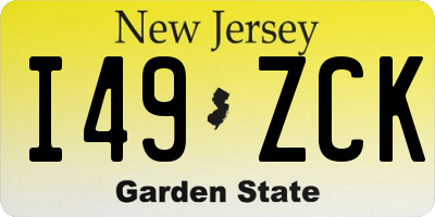 NJ license plate I49ZCK
