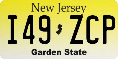 NJ license plate I49ZCP