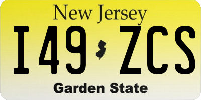 NJ license plate I49ZCS