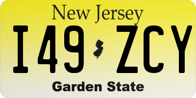 NJ license plate I49ZCY