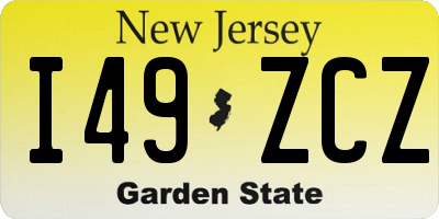 NJ license plate I49ZCZ