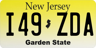 NJ license plate I49ZDA