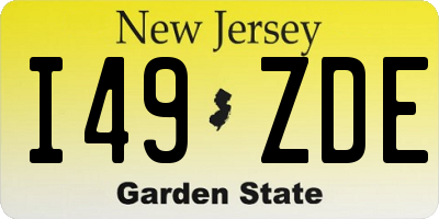 NJ license plate I49ZDE