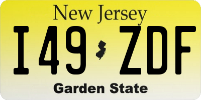 NJ license plate I49ZDF