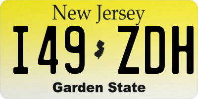 NJ license plate I49ZDH