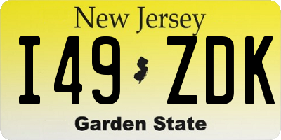 NJ license plate I49ZDK