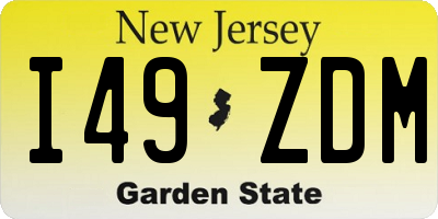 NJ license plate I49ZDM