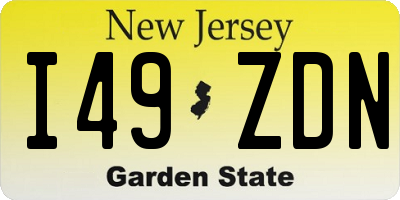 NJ license plate I49ZDN