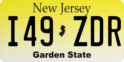 NJ license plate I49ZDR
