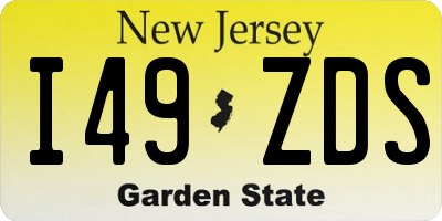 NJ license plate I49ZDS