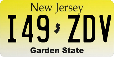 NJ license plate I49ZDV
