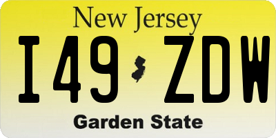 NJ license plate I49ZDW