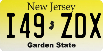 NJ license plate I49ZDX