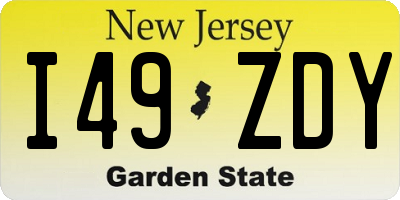 NJ license plate I49ZDY