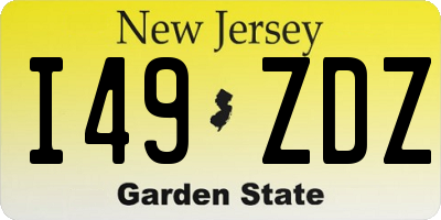 NJ license plate I49ZDZ