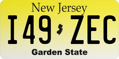NJ license plate I49ZEC