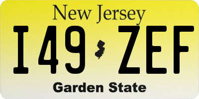 NJ license plate I49ZEF