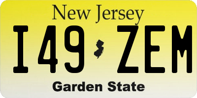 NJ license plate I49ZEM