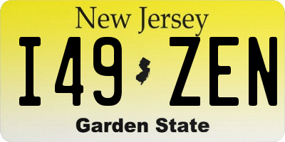 NJ license plate I49ZEN