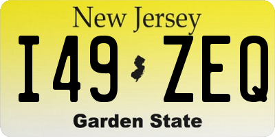NJ license plate I49ZEQ