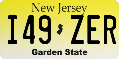 NJ license plate I49ZER