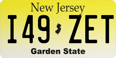 NJ license plate I49ZET