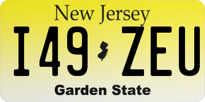 NJ license plate I49ZEU