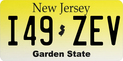 NJ license plate I49ZEV
