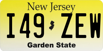 NJ license plate I49ZEW