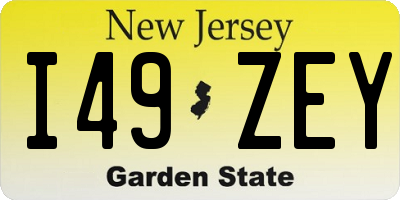 NJ license plate I49ZEY