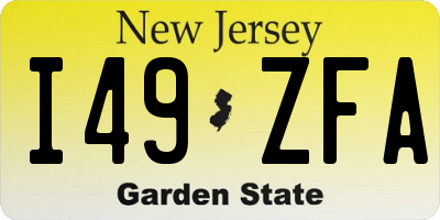 NJ license plate I49ZFA