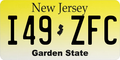 NJ license plate I49ZFC