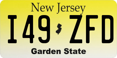 NJ license plate I49ZFD