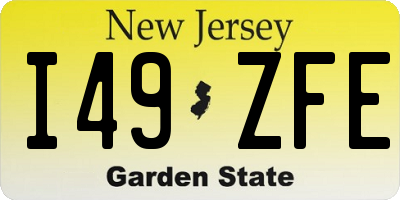 NJ license plate I49ZFE