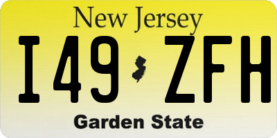 NJ license plate I49ZFH