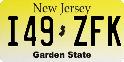 NJ license plate I49ZFK