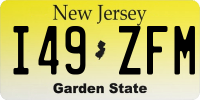 NJ license plate I49ZFM