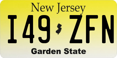 NJ license plate I49ZFN