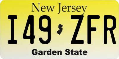 NJ license plate I49ZFR