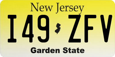 NJ license plate I49ZFV