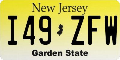 NJ license plate I49ZFW