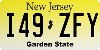 NJ license plate I49ZFY
