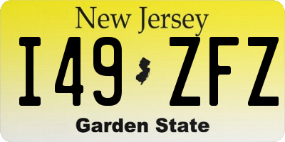 NJ license plate I49ZFZ