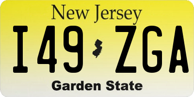 NJ license plate I49ZGA