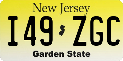 NJ license plate I49ZGC
